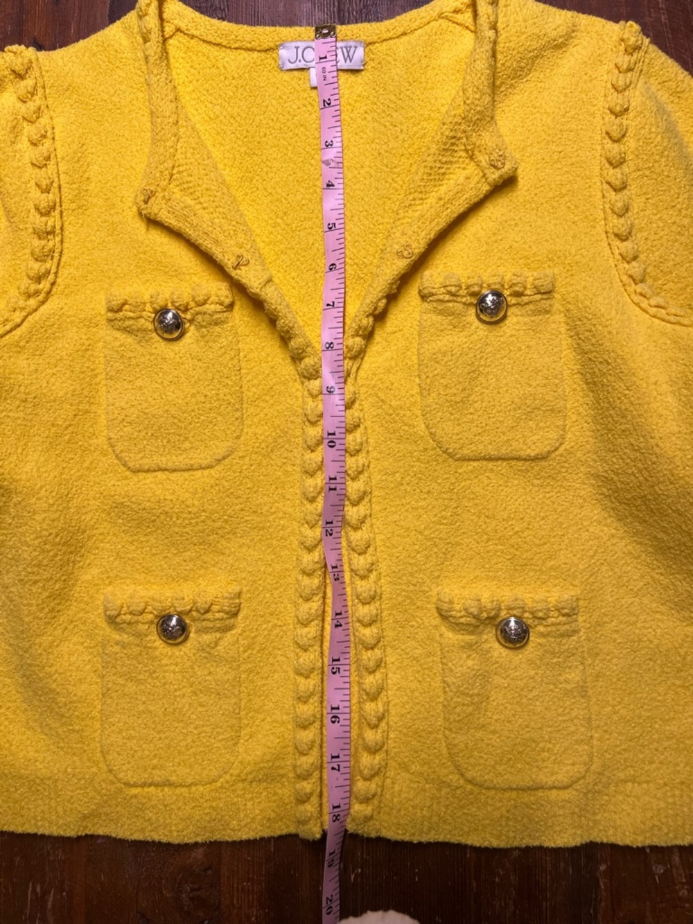 J. Crew Bright Yellow Textured Pocket Cardigan Jacket - Picture 8 of 8